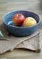 Preview: handgetöpferte Müsli Pasta Bowl aus Keramik - graublau schattiert glänzend